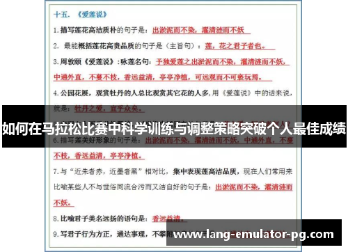 如何在马拉松比赛中科学训练与调整策略突破个人最佳成绩